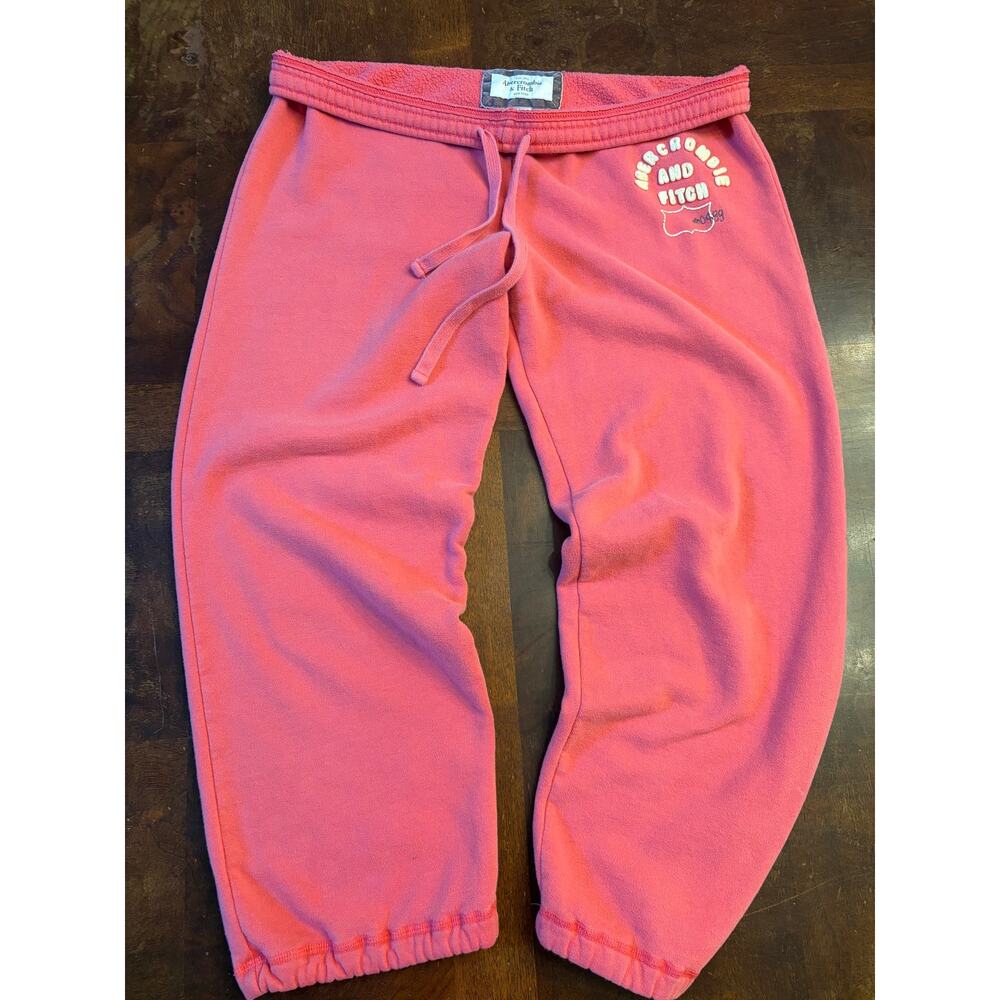 Abercrombie & Fitch Pink Y2K Joggers Sweatpants Sz S Low Rise Preowned Butt Logo